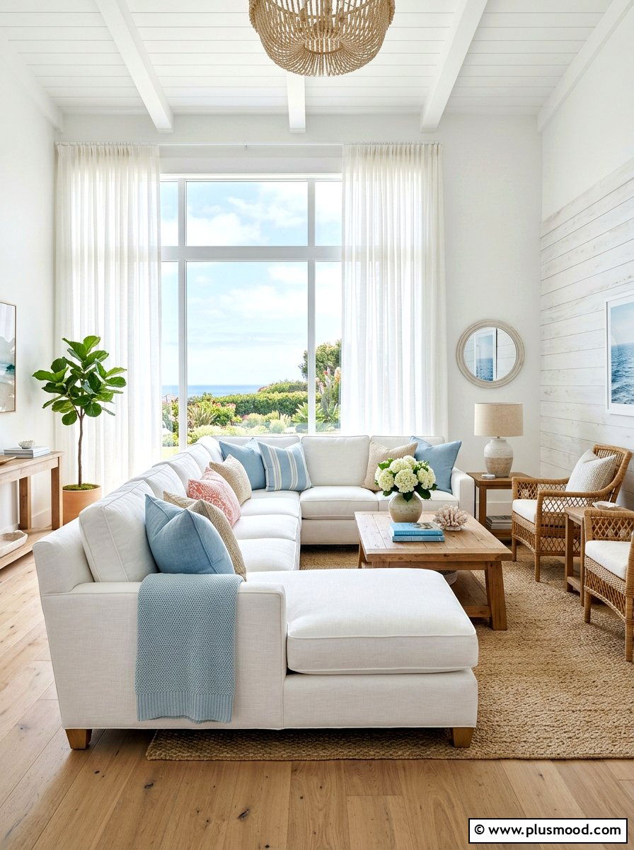 White Linen Sofa - 25 summer casual elegant decor ideas
