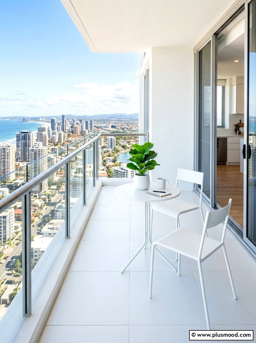 White Minimalist Furniture - 25 summer balcony breakfast nook ideas