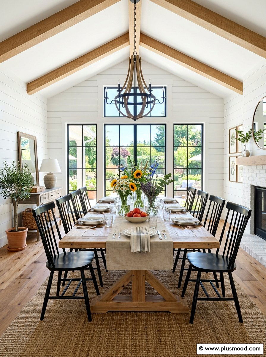 White Modern Farmhouse Summer Dining Room - 25 summer dining room decor ideas
