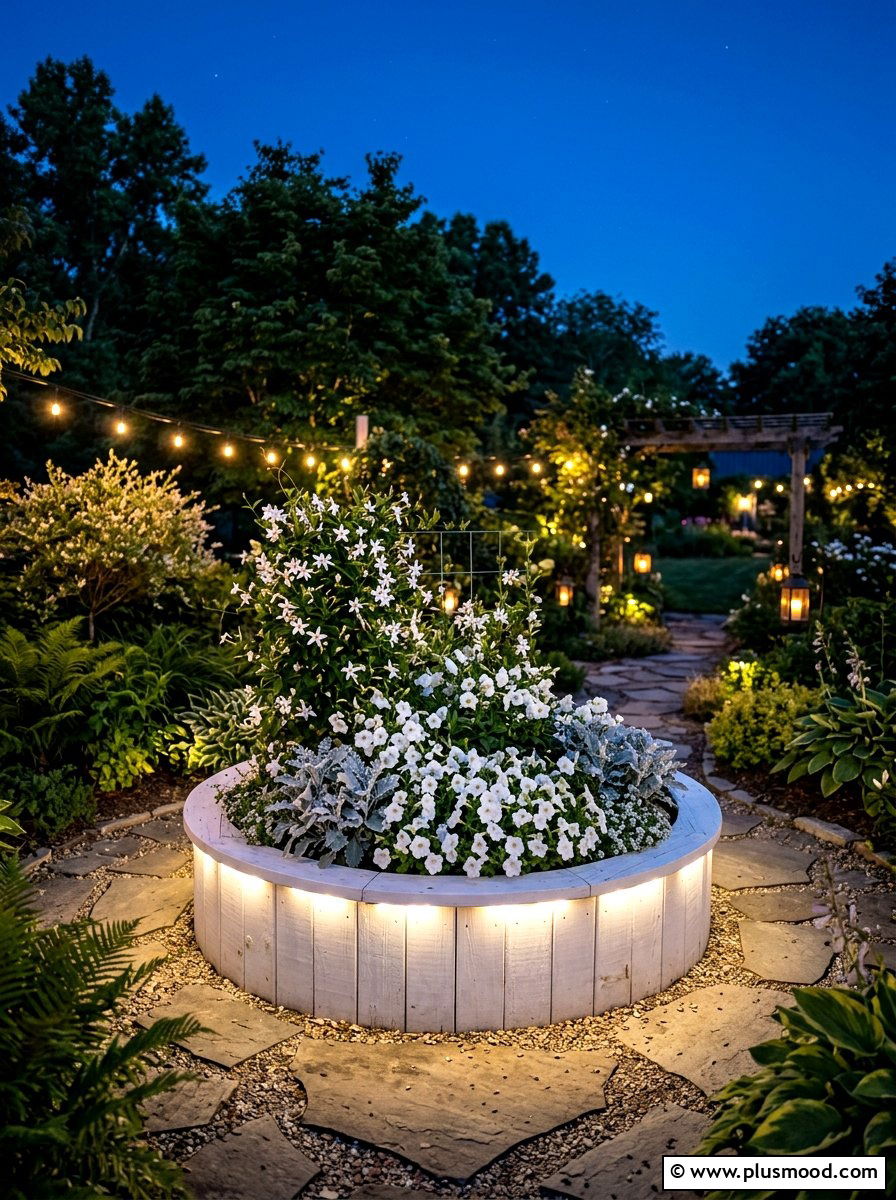 White Moon Bed - 25 summer backyard flower bed ideas