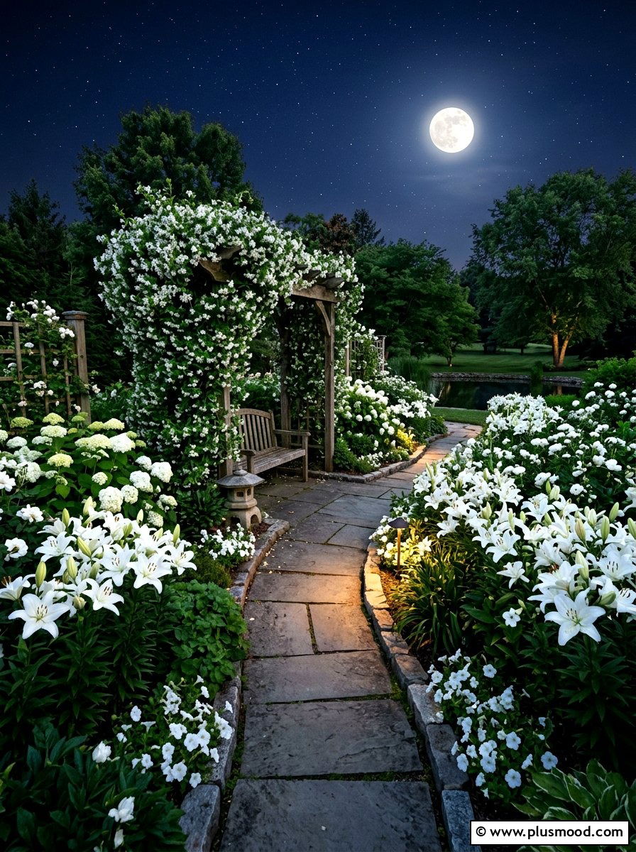 White Moon Garden - 25 summer flower garden ideas