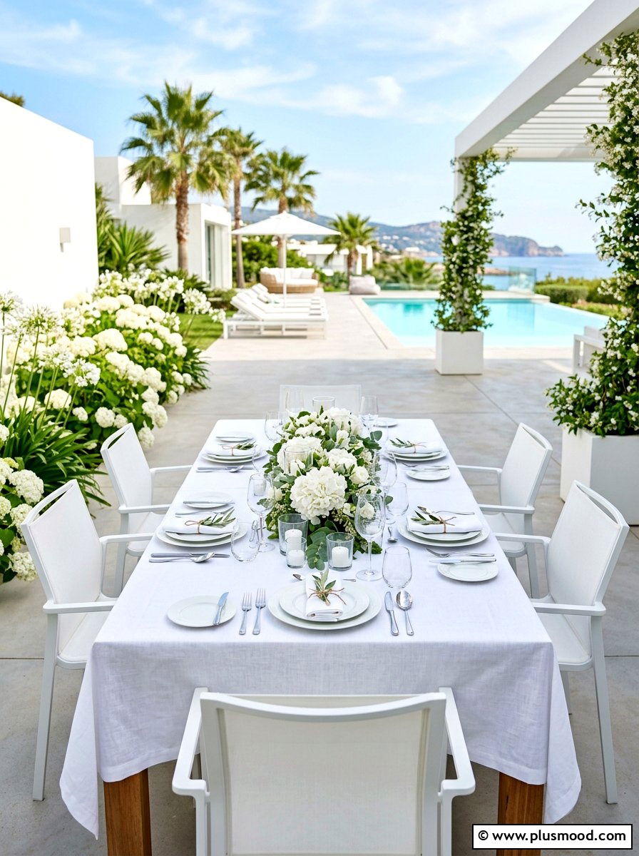White Outdoor Dining - 25 summer tablescape ideas for outdoor dining