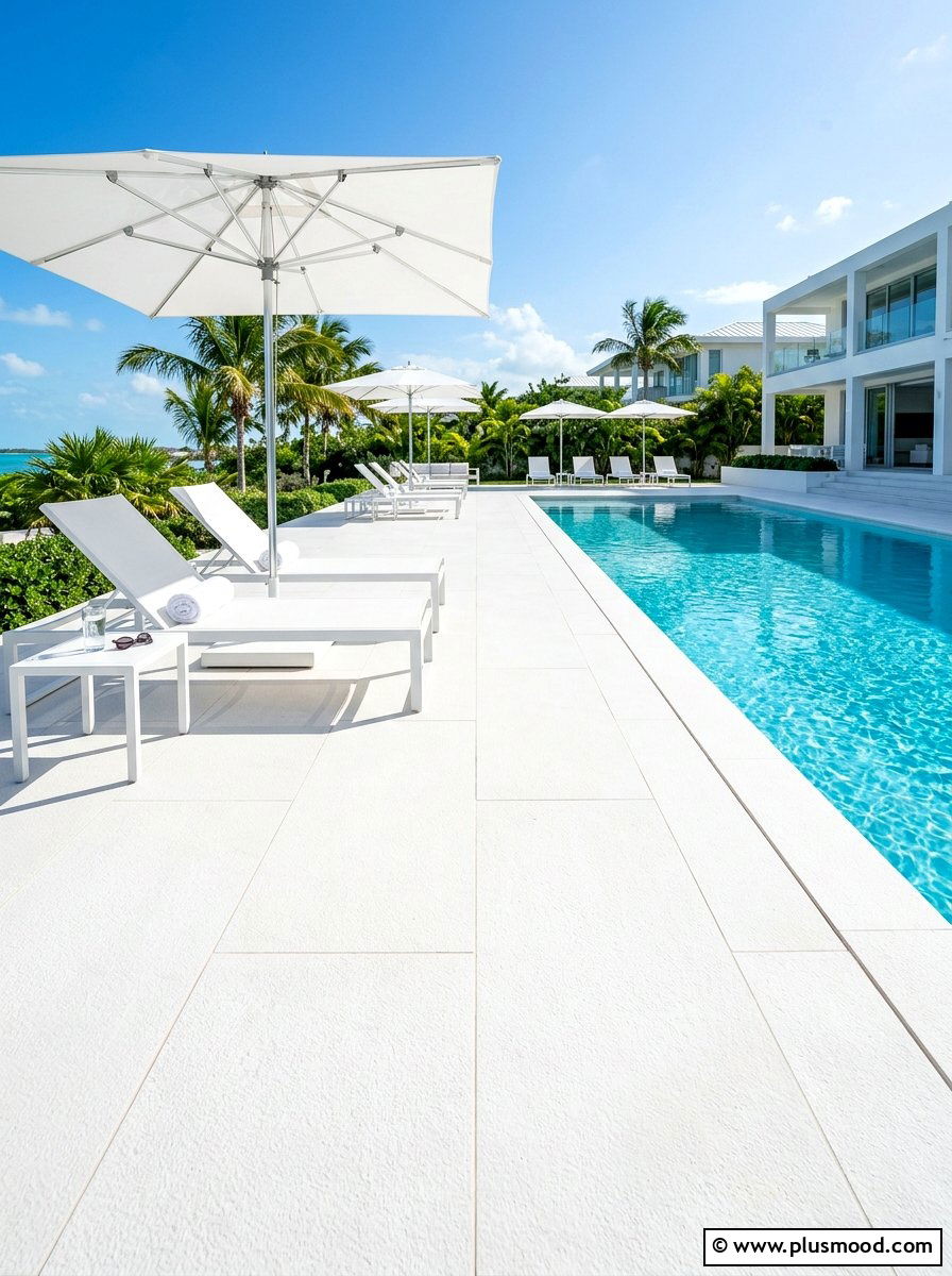 White Paver Pool Deck - 25 summer pool patio ideas