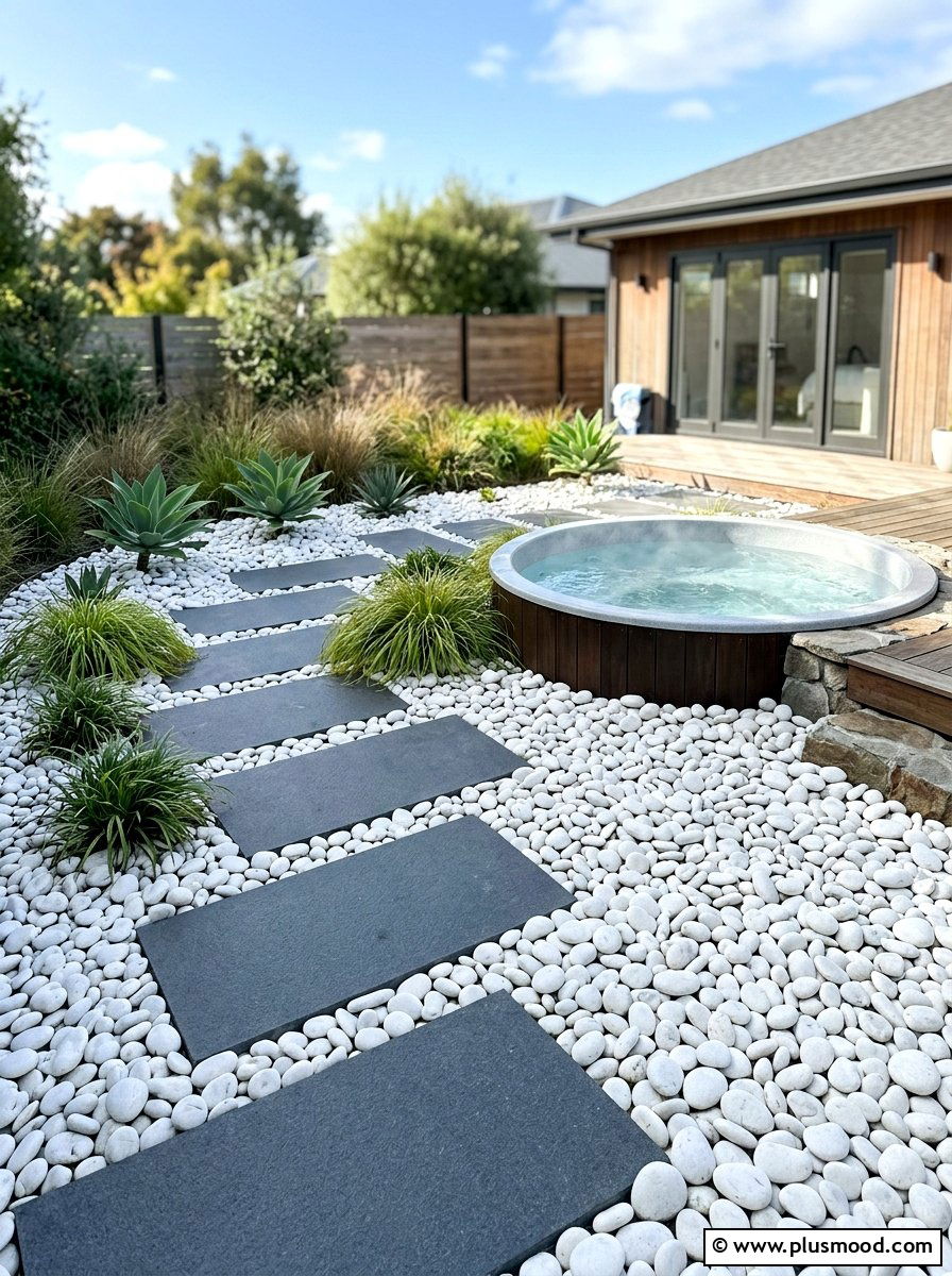 White Pebble Landscaping - 25 pool landscaping ideas for hot tubs