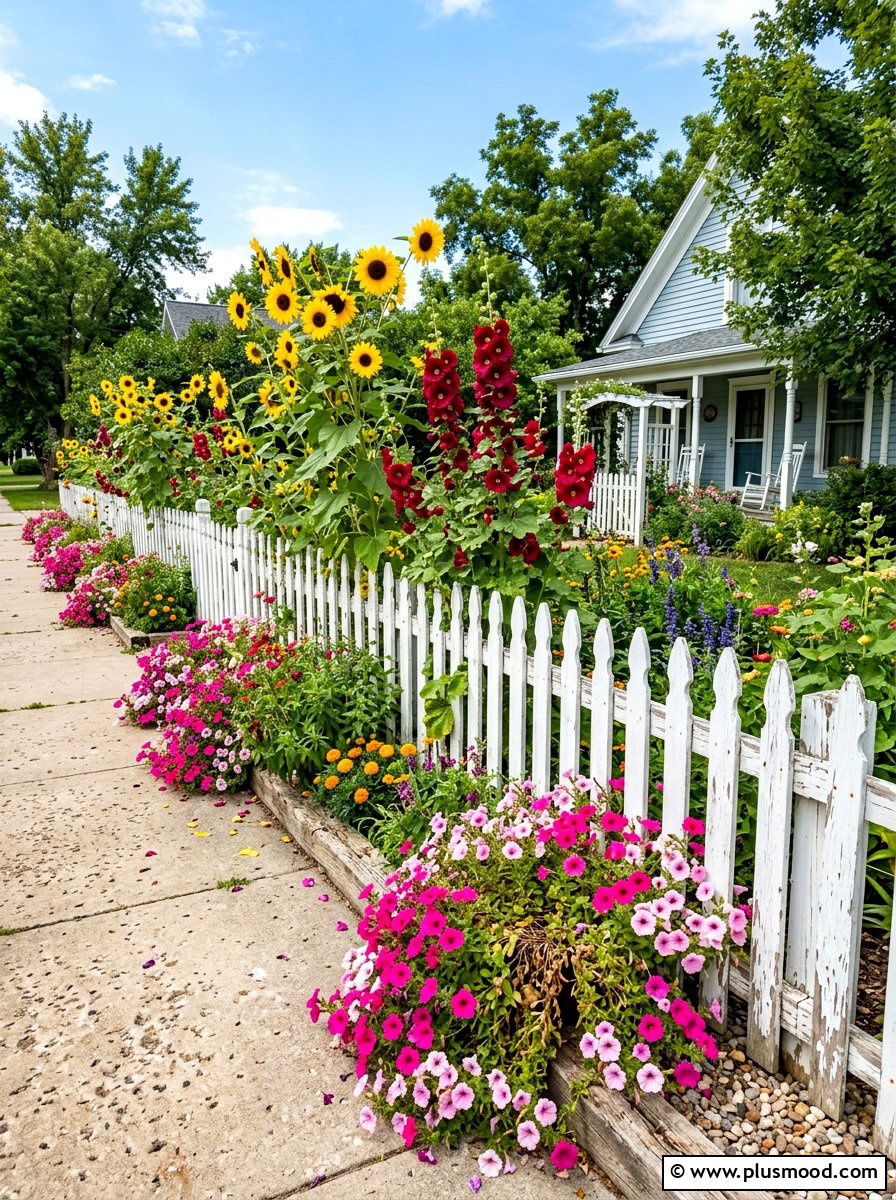 White Picket Fence Flower Bed - 25 summer front yard garden ideas