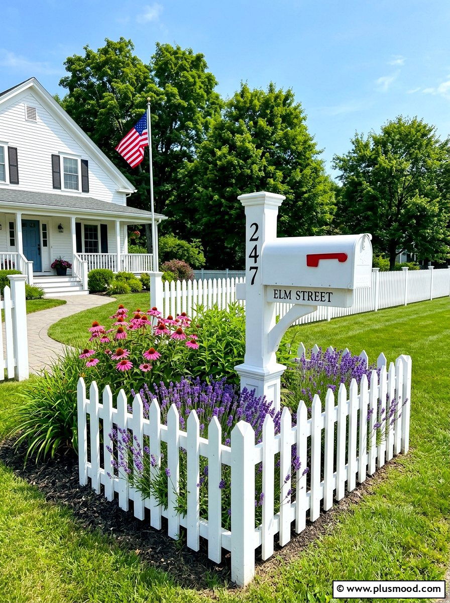 White Picket Fence Mailbox - 25 summer mailbox planter ideas