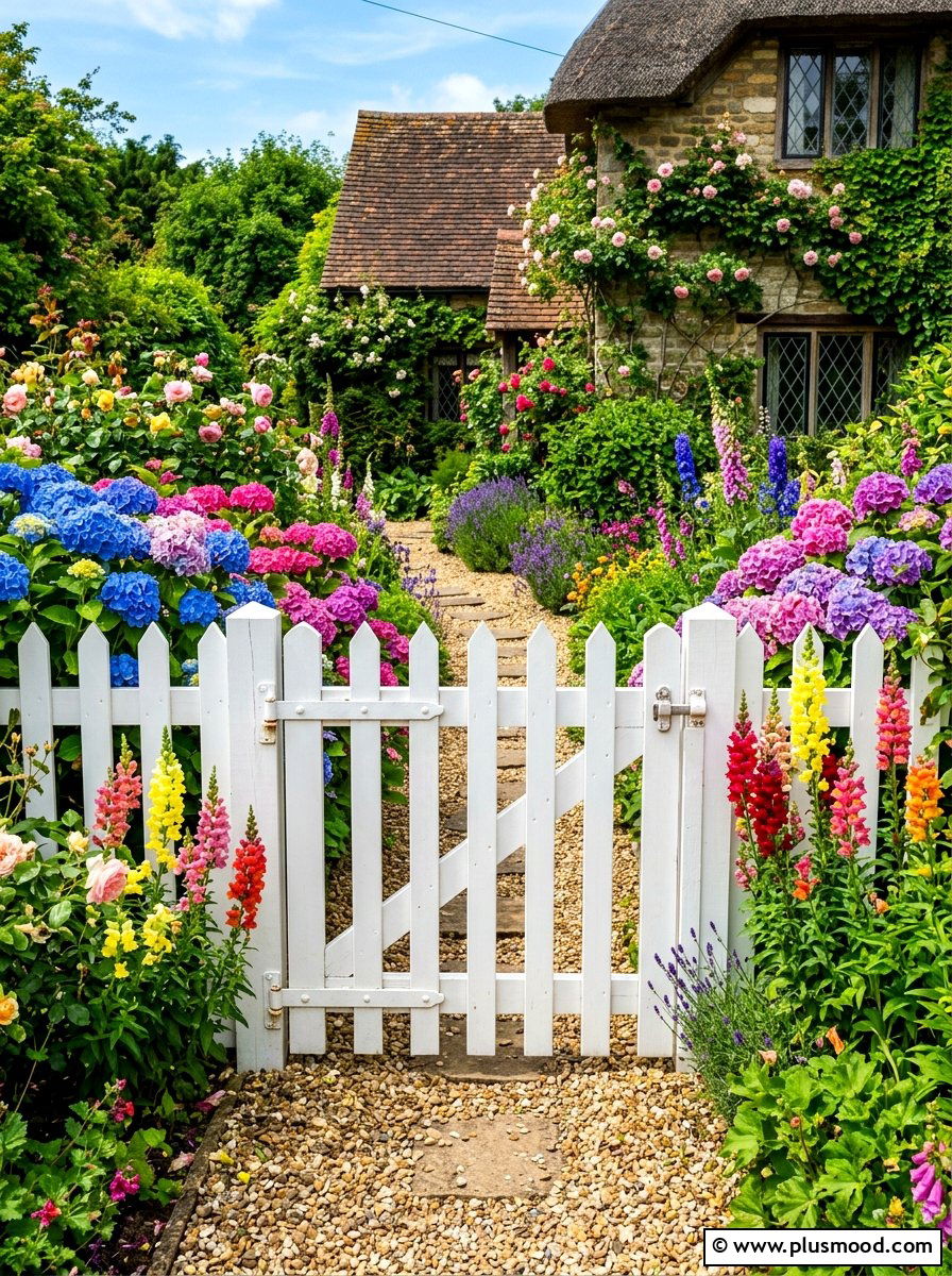 White Picket Garden Gate - 25 summer garden gate front yard ideas