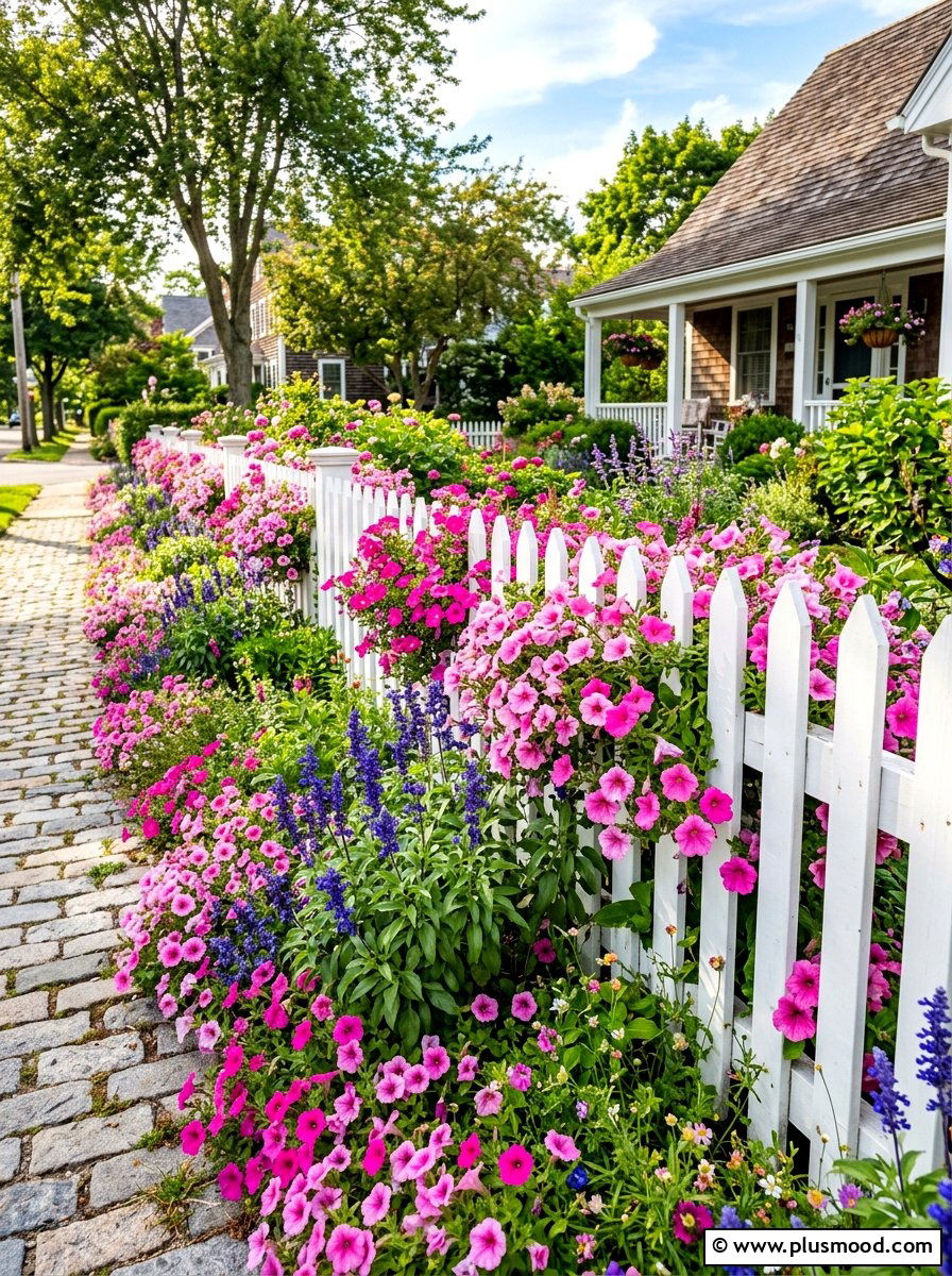 White Picket Garden - 25 summer fence line landscaping ideas