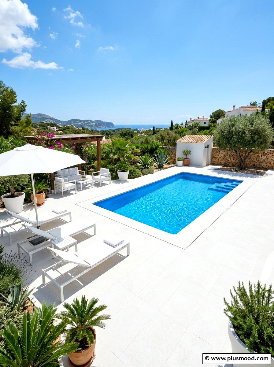 White Pool Patio - 25 pool landscaping ideas modern style