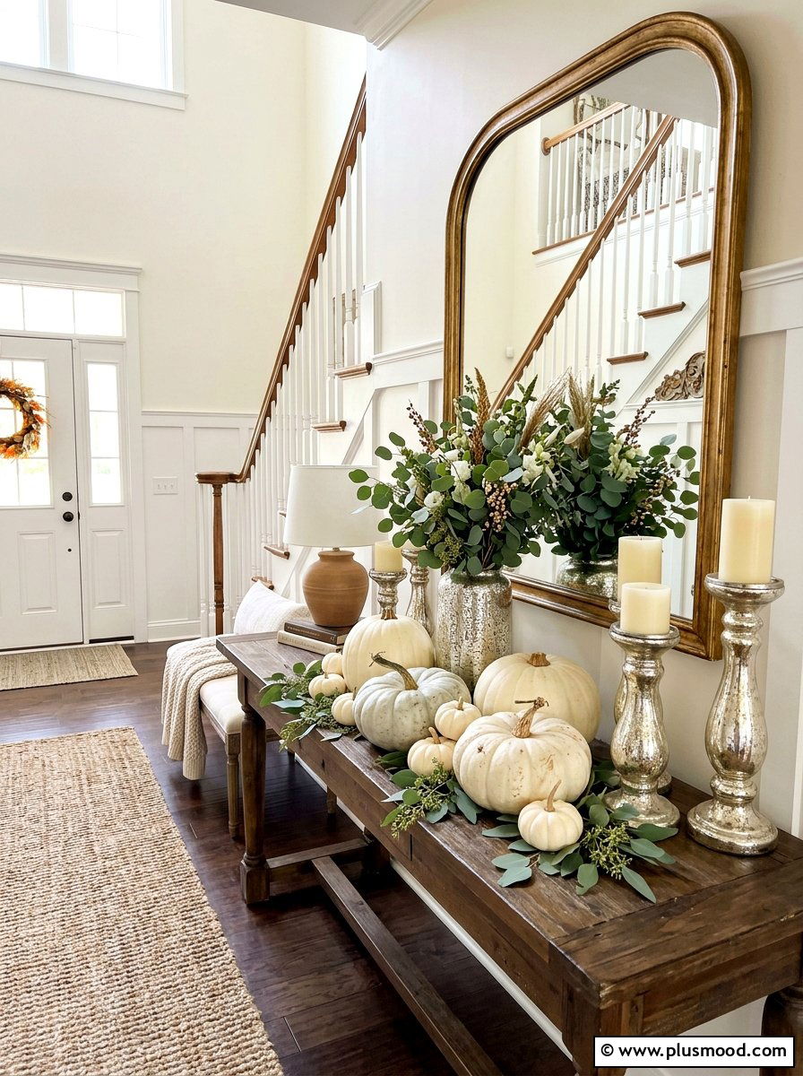 White Pumpkin Foyer - 25 summer to fall entryway ideas