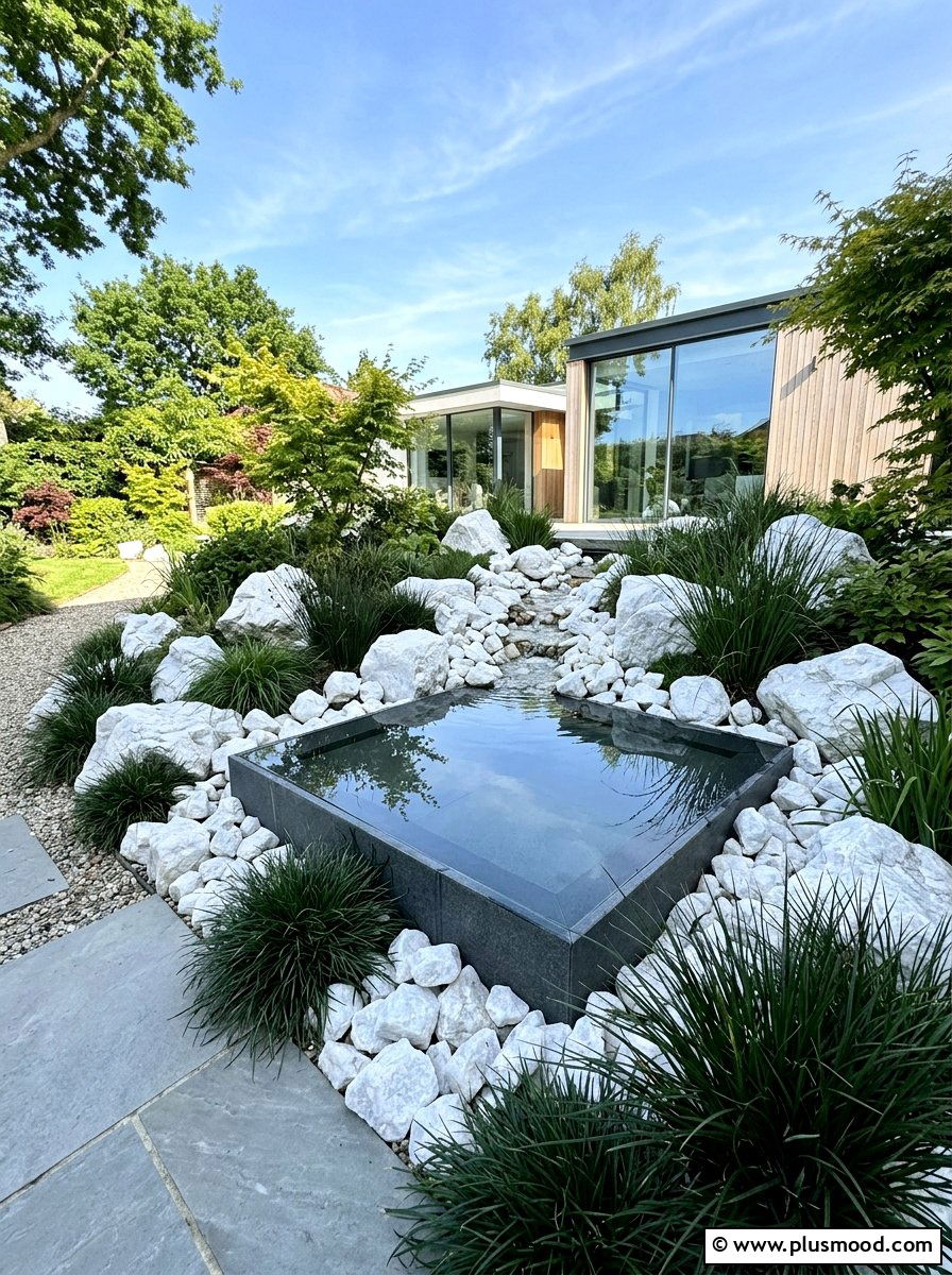 White Quartz Rockery - 25 small backyard ideas with rock garden
