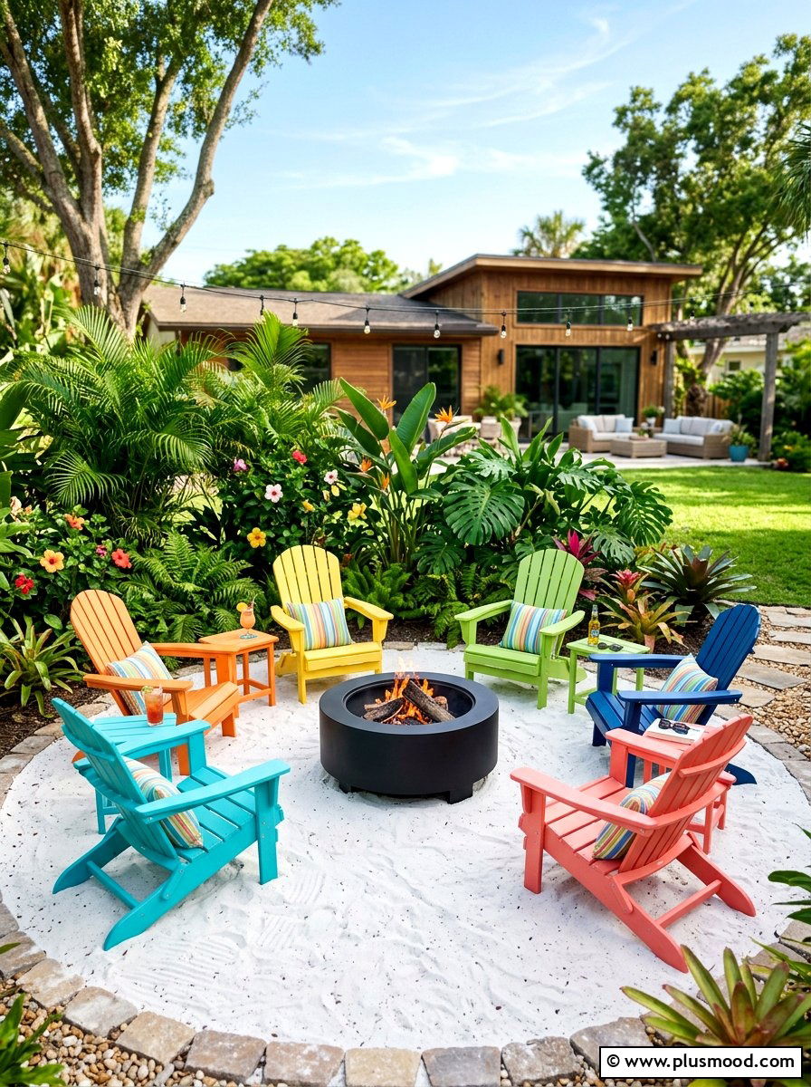 White Sand Fire Pit - 25 summer island style backyard ideas