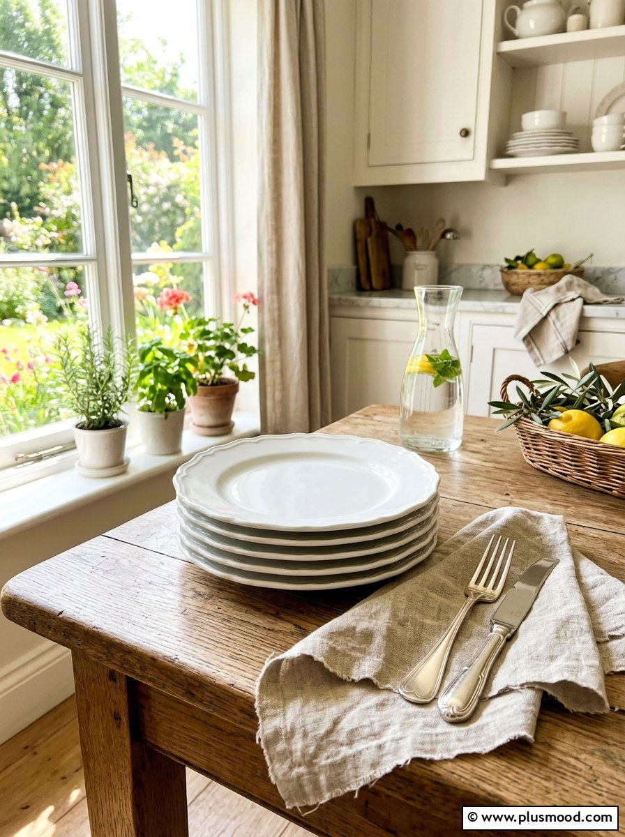 White Scalloped Edge Plates - 25 summer kitchen accessories ideas