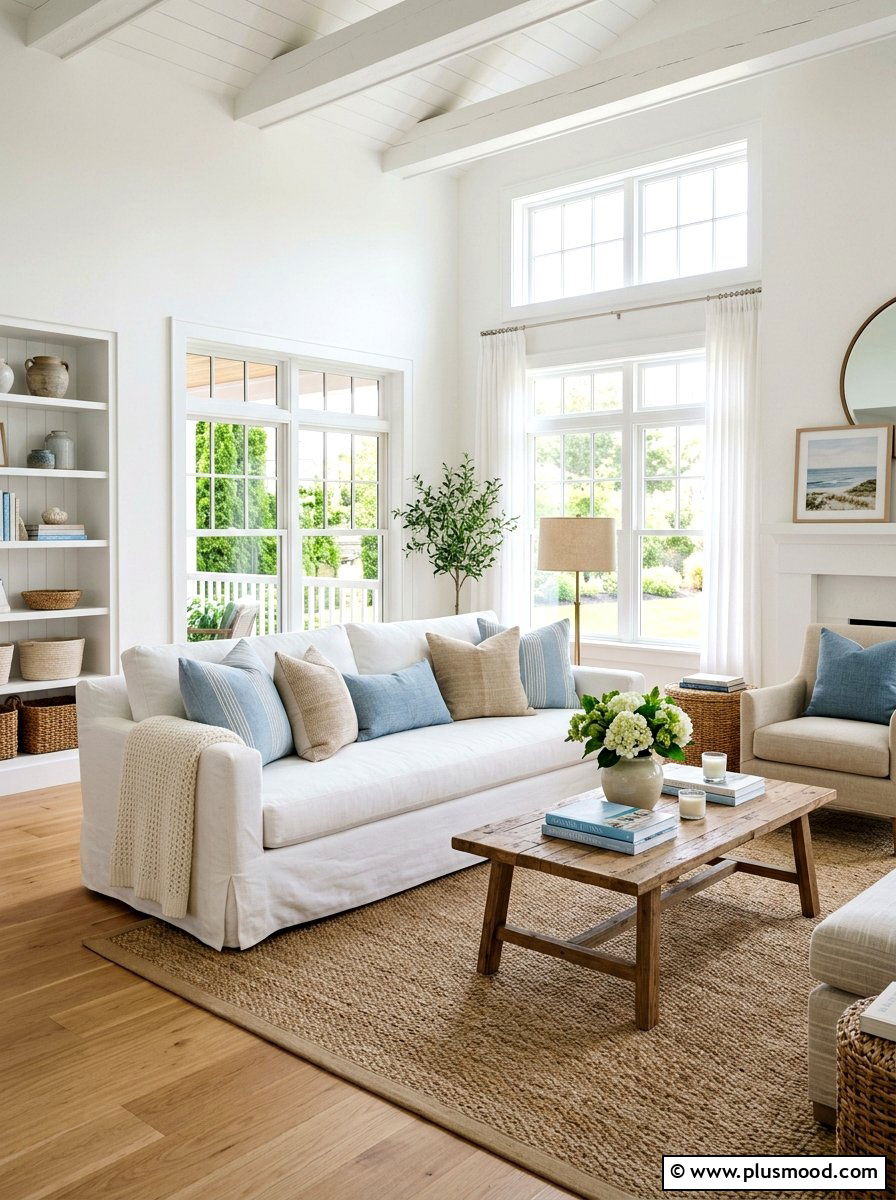 White Slipcover Sofa - 25 simple summer home decor ideas
