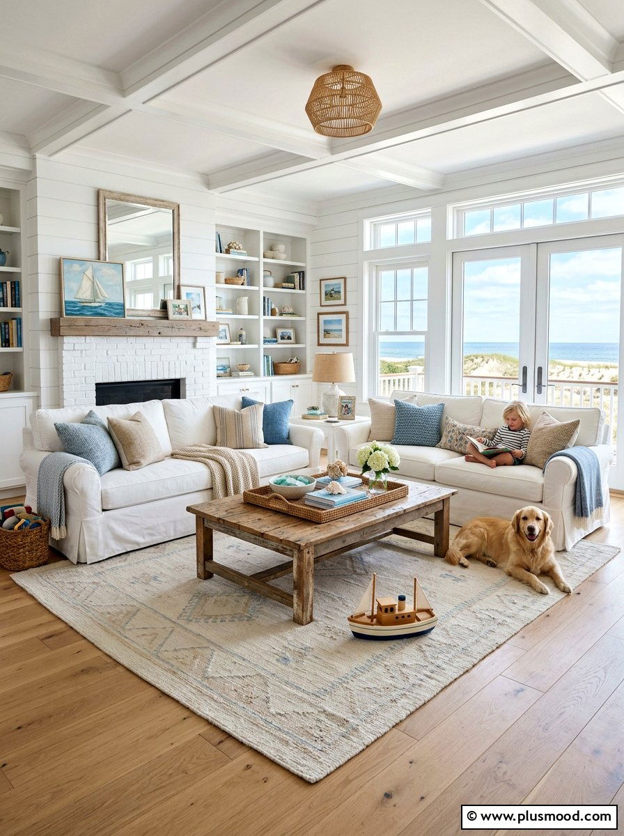 White Slipcovered Family Room
