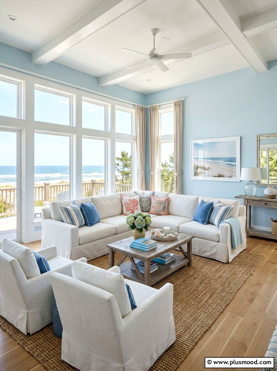 White Slipcovered Sofa - 25 warm weather transition decor ideas