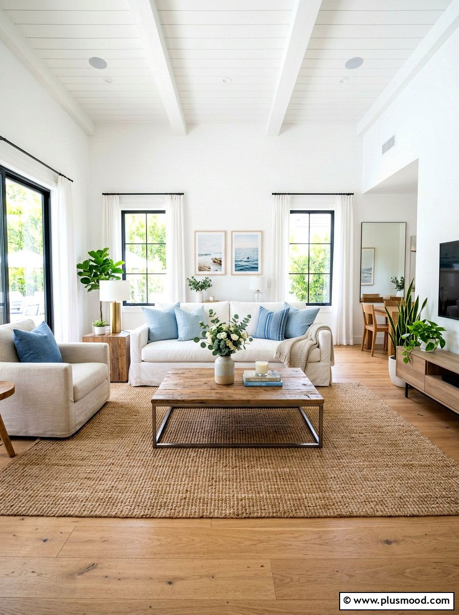 White Slipcovered Sofa Living Room - 25 summer coastal farmhouse living room ideas