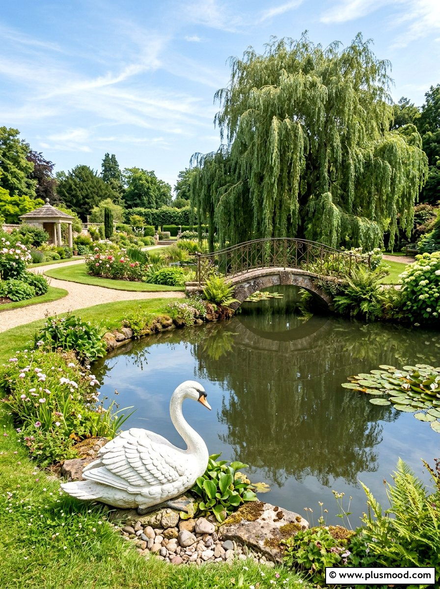 White Swan - 25 painted rock ideas for koi pond decor