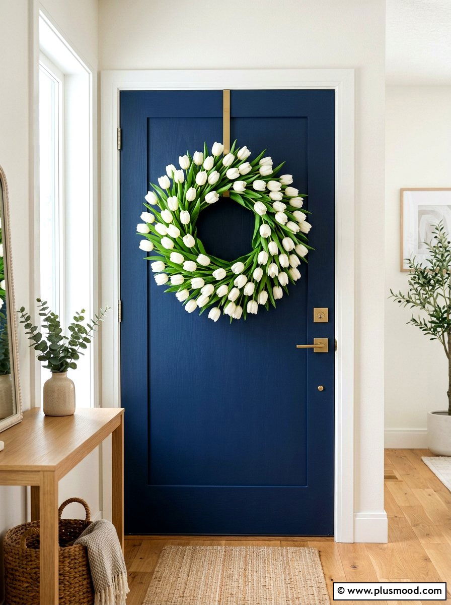 White Tulip Wreath - 25 summer wreath ideas for front door