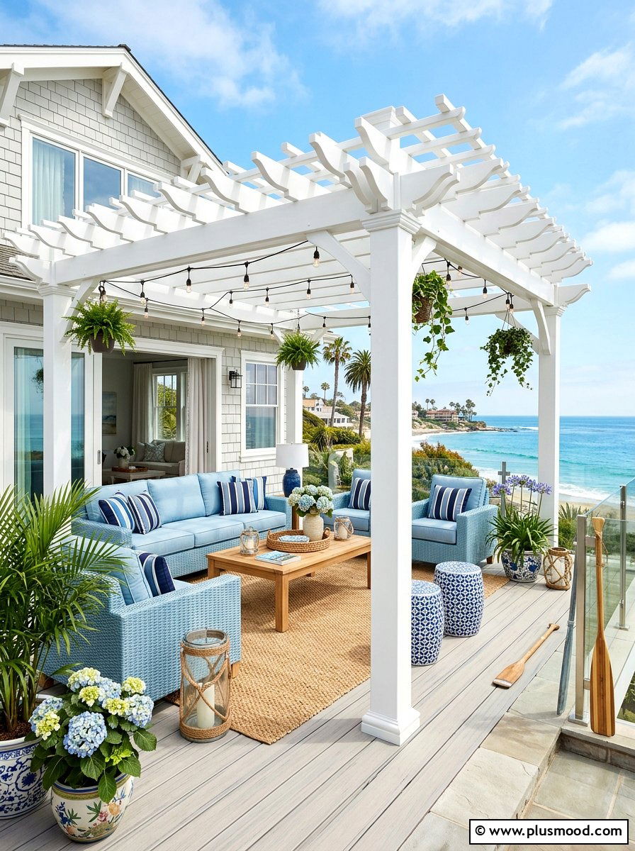 White Vinyl Pergola - 25 summer patio pergola ideas