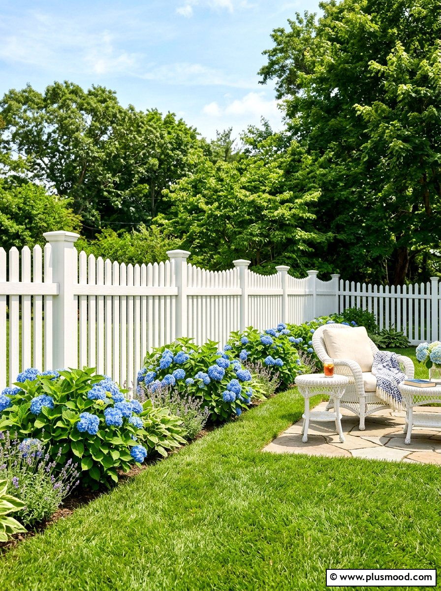 White Wood Fence - 25 small backyard ideas with wood fence