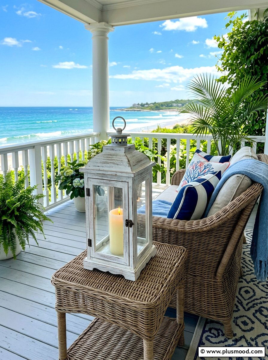 White Wood Lantern - 25 summer front porch lantern ideas