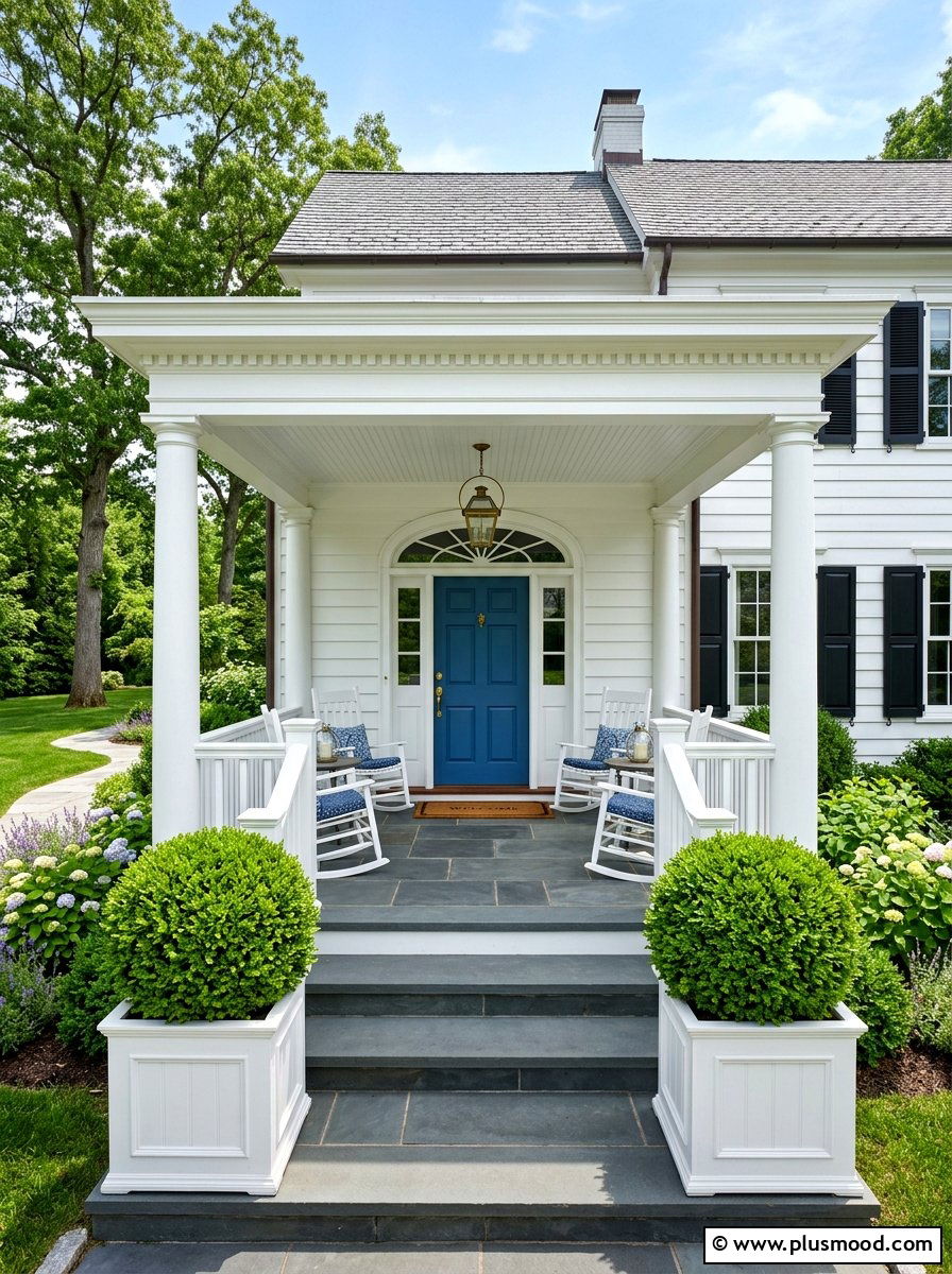White Wooden Porch Planter - 25 summer curb appeal planter ideas