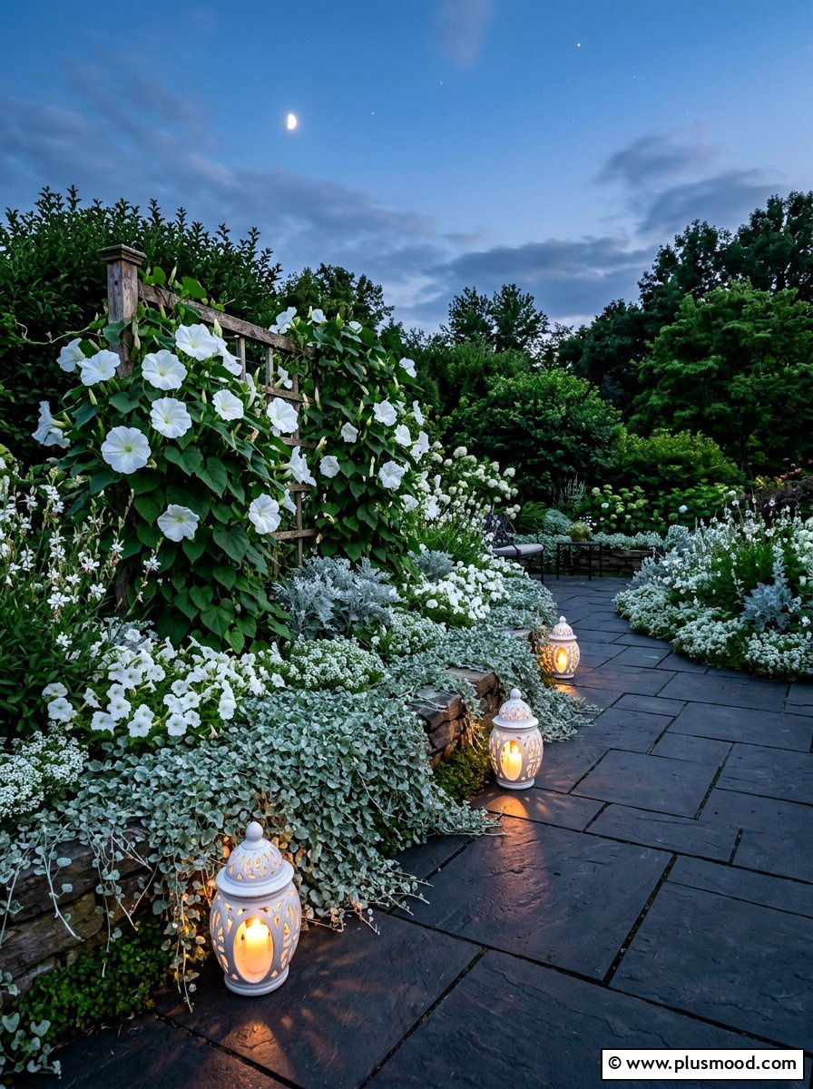 White and silver moon garden - 25 summer color scheme landscaping ideas