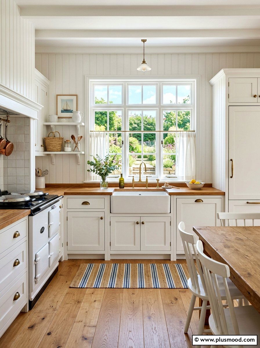 White beadboard walls - 25 summer cottage kitchen ideas