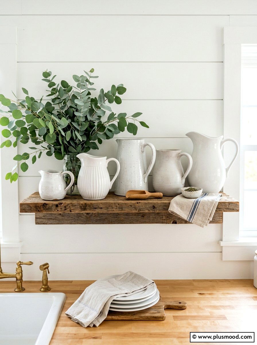 White ceramic pitcher - 25 fresh summer kitchen decor ideas