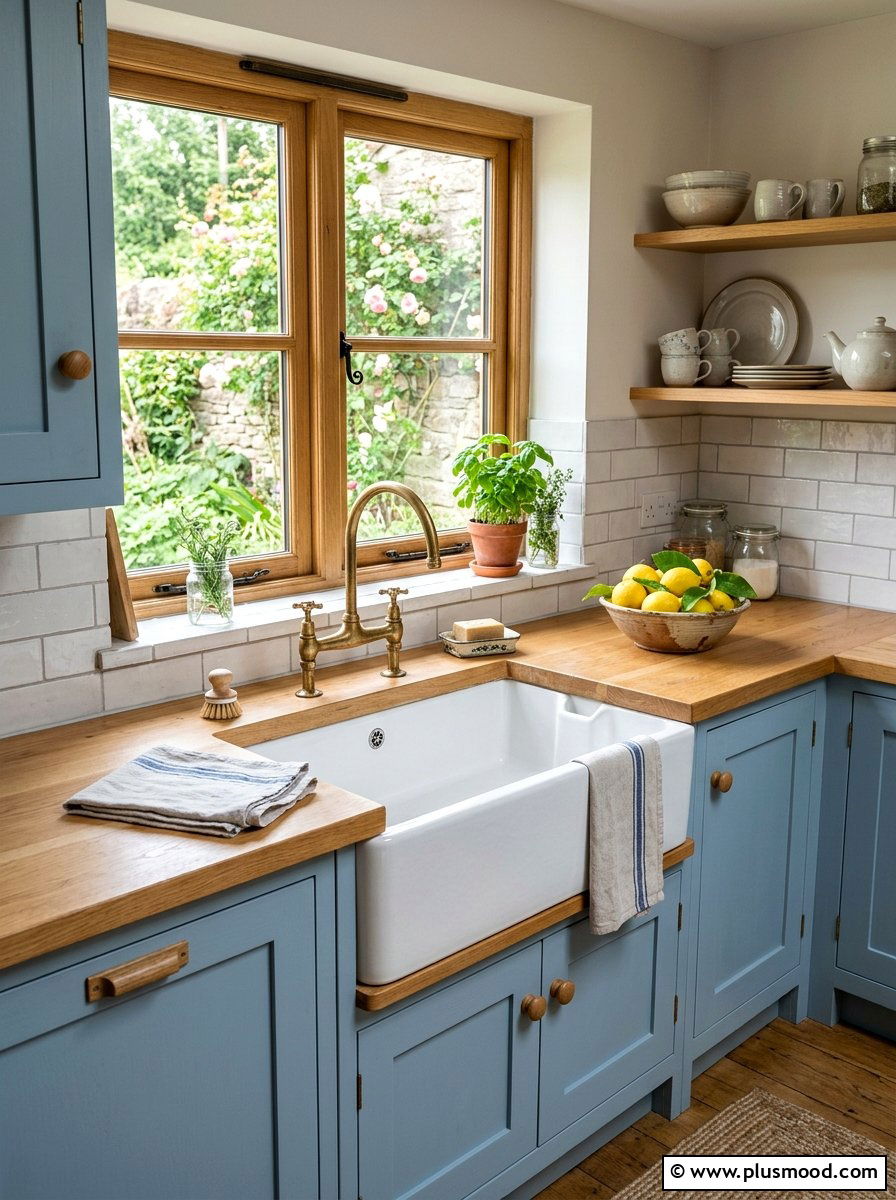 White farmhouse sink - 25 summer cottage decor ideas