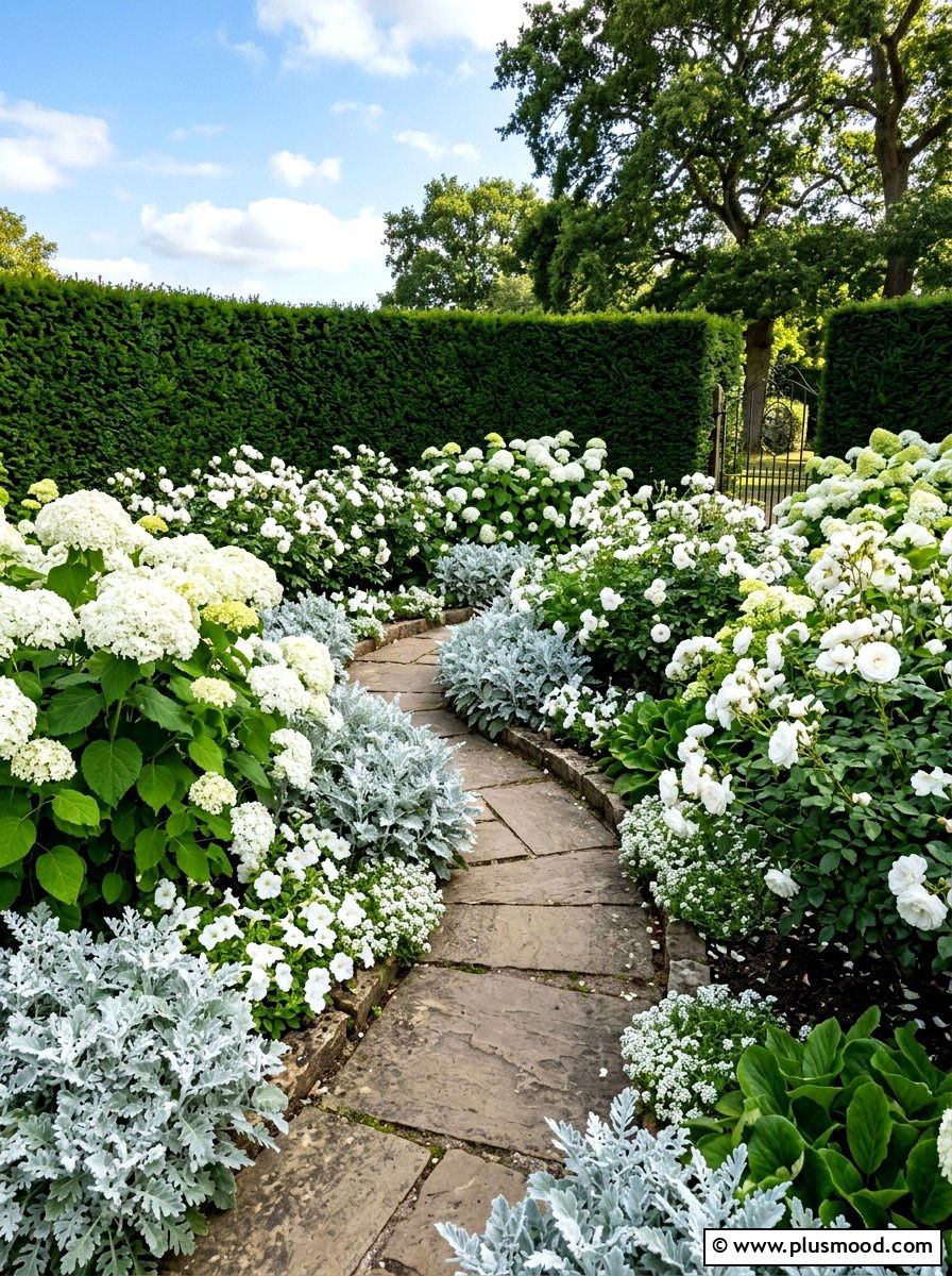 White flower garden - 25 summer flower bed ideas
