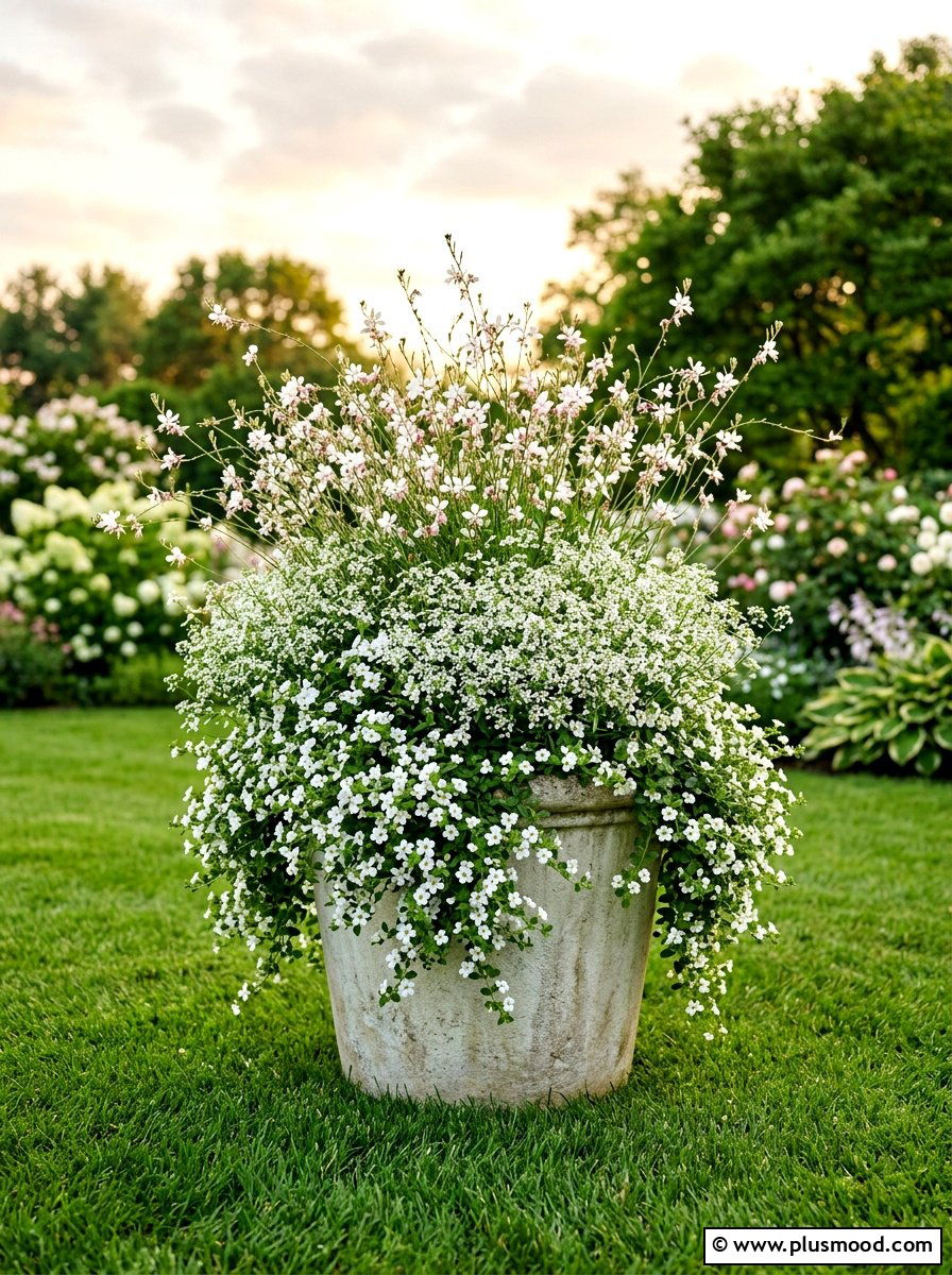White flower summer planter - 25 beautiful summer planter ideas