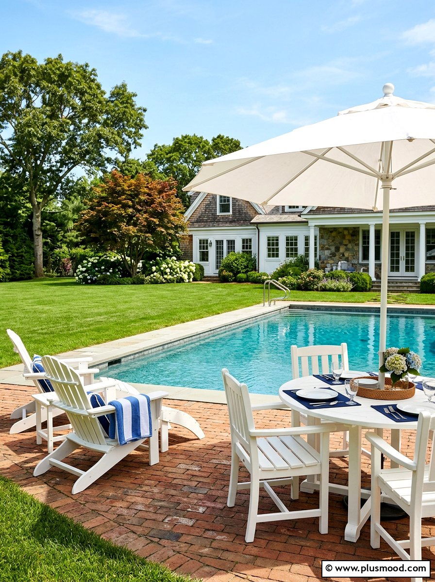 White garden furniture pool - 25 pool landscaping ideas for colonial homes