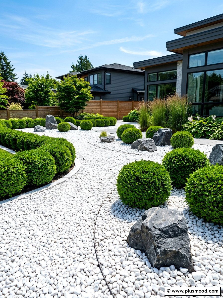 White pebble rock garden - 25 summer rock garden ideas