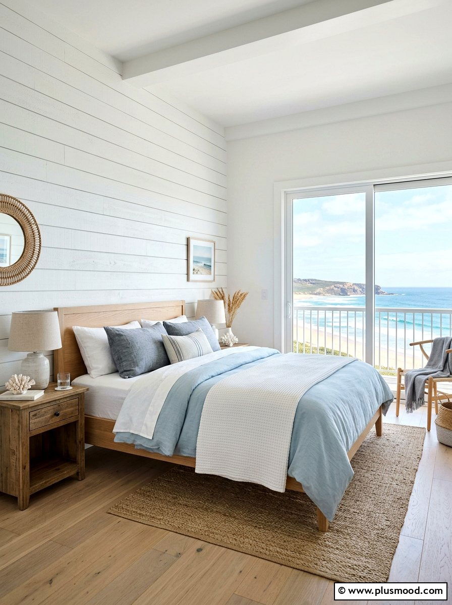 White shiplap wall - 25 summer coastal home decor ideas
