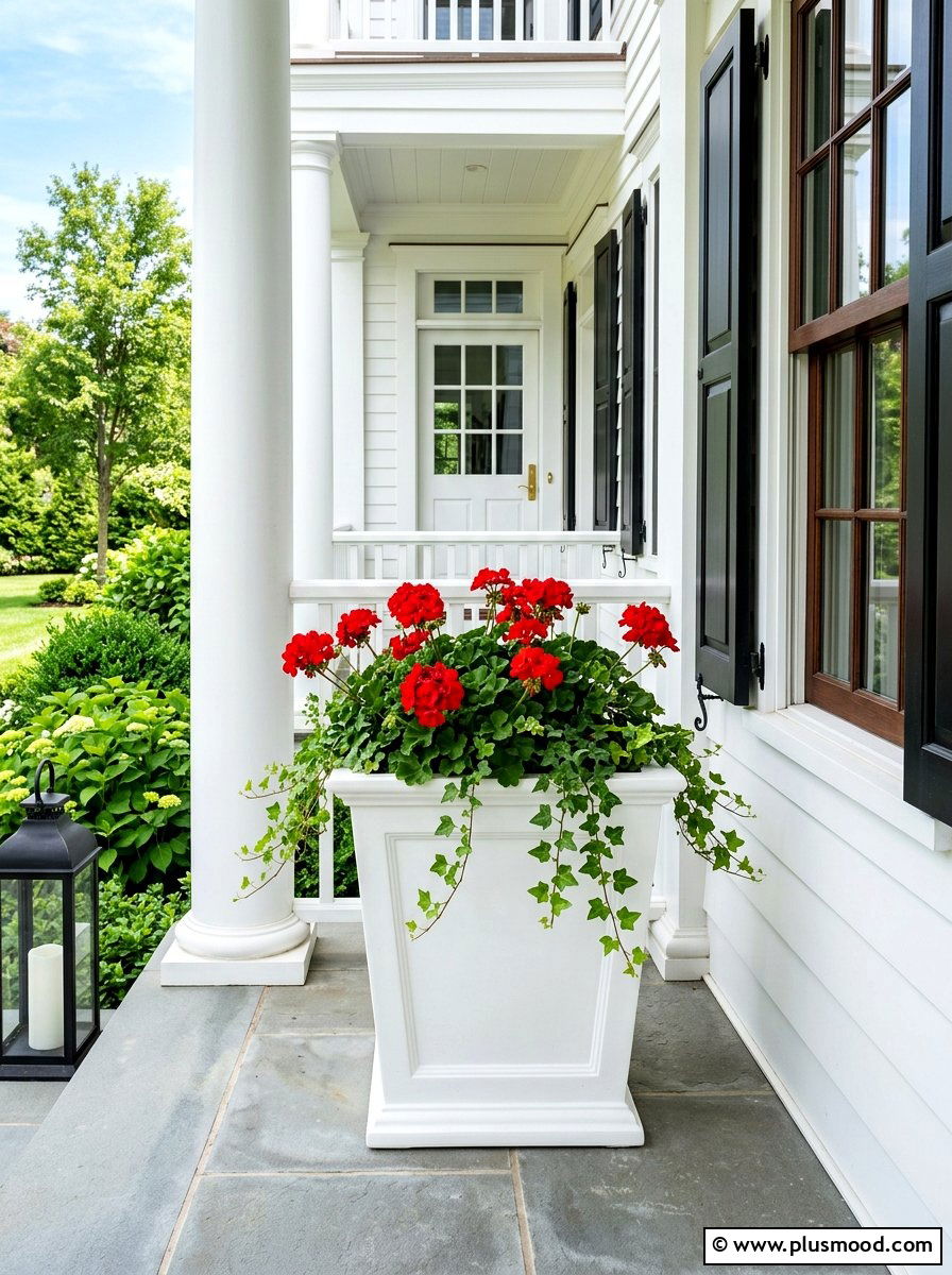 White square tapered planter - 25 summer front porch planter ideas