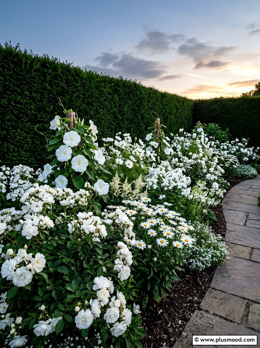 White summer flower bed - 25 summer narrow flower bed ideas