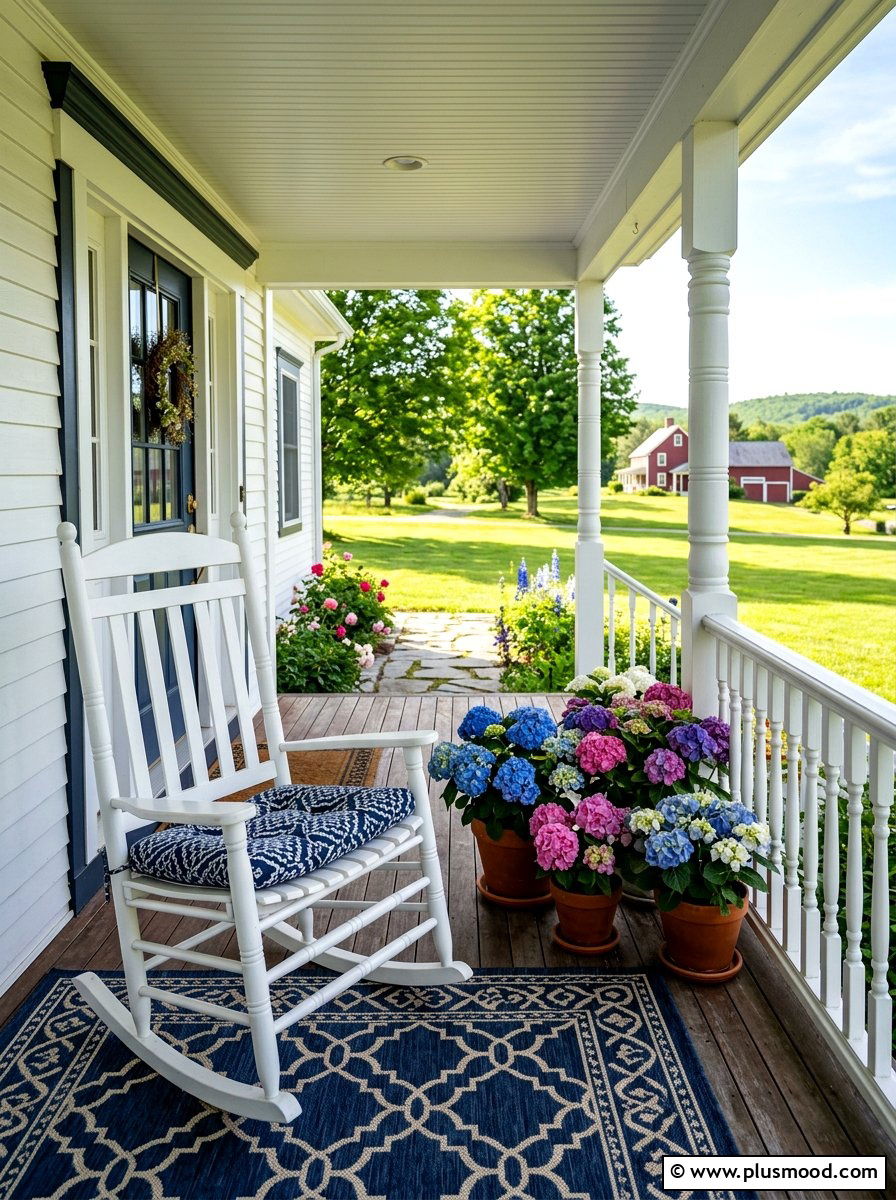 White wooden rocking chair - 25 summer front porch rocking chair ideas
