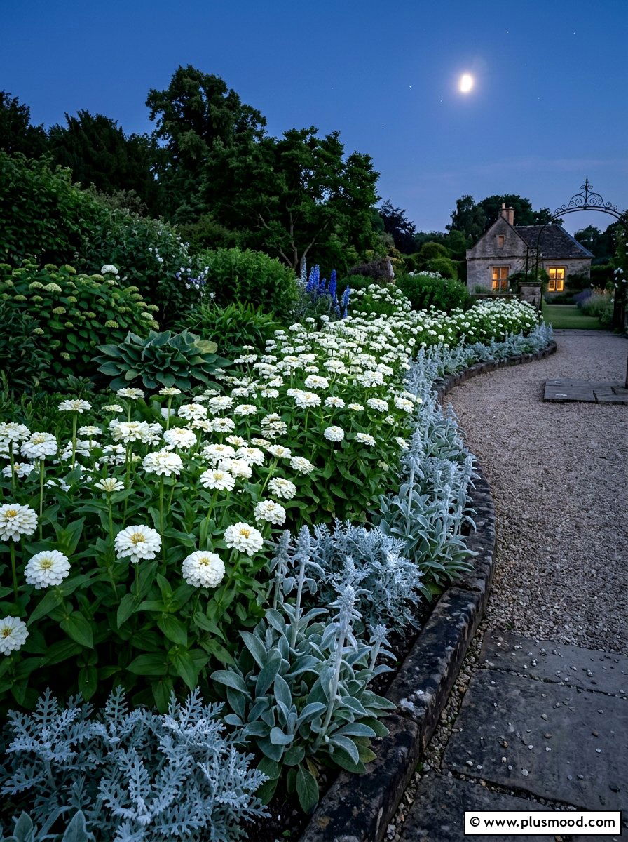 White zinnia garden border - 25 summer zinnia garden ideas
