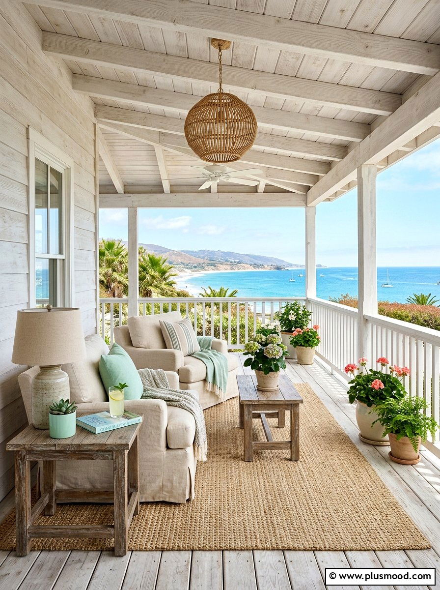 Whitewashed wood coastal porch - 25 summer coastal porch ideas