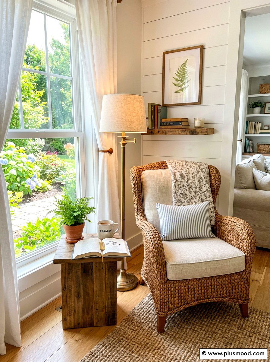 Wicker Accent Chair - 25 farmhouse summer living room ideas