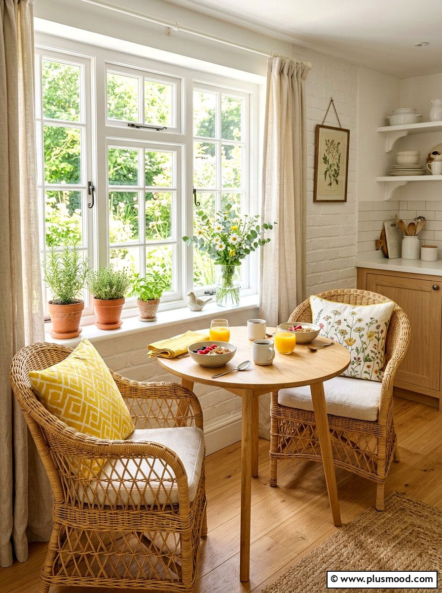 Wicker Breakfast Nook - 25 summer decor ideas with wicker