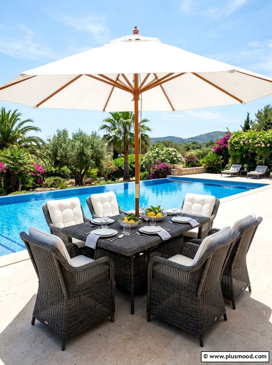 Wicker Dining Set - 25 summer poolside dining ideas