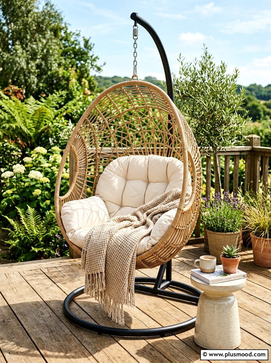 Wicker Egg Chair - 25 summer backyard cozy corner ideas