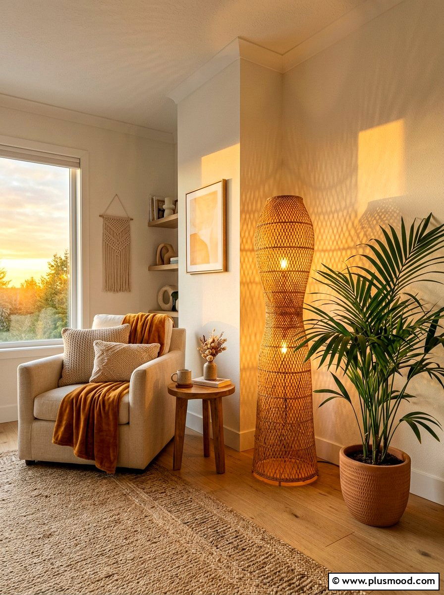 Wicker Floor Lamp - 25 summer decor ideas with wicker