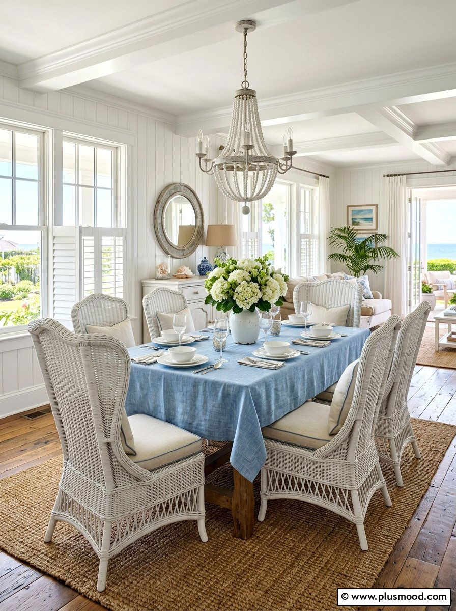 Wicker Furniture Dining Room - 25 summer coastal dining room ideas