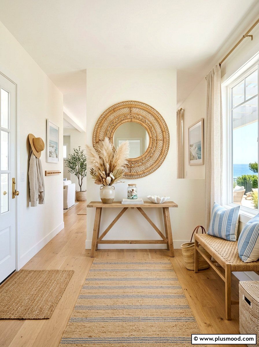 Wicker Mirror Frame - 25 summer decor ideas with wicker