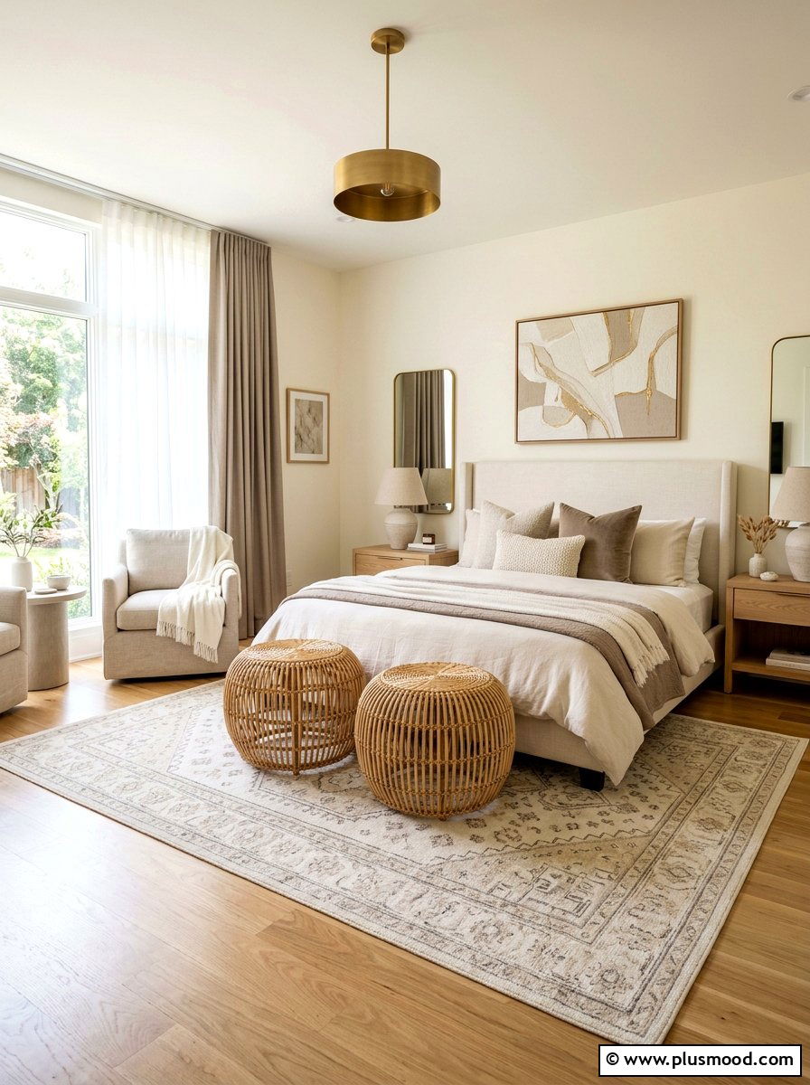 Wicker Ottoman - 25 summer decor ideas with wicker