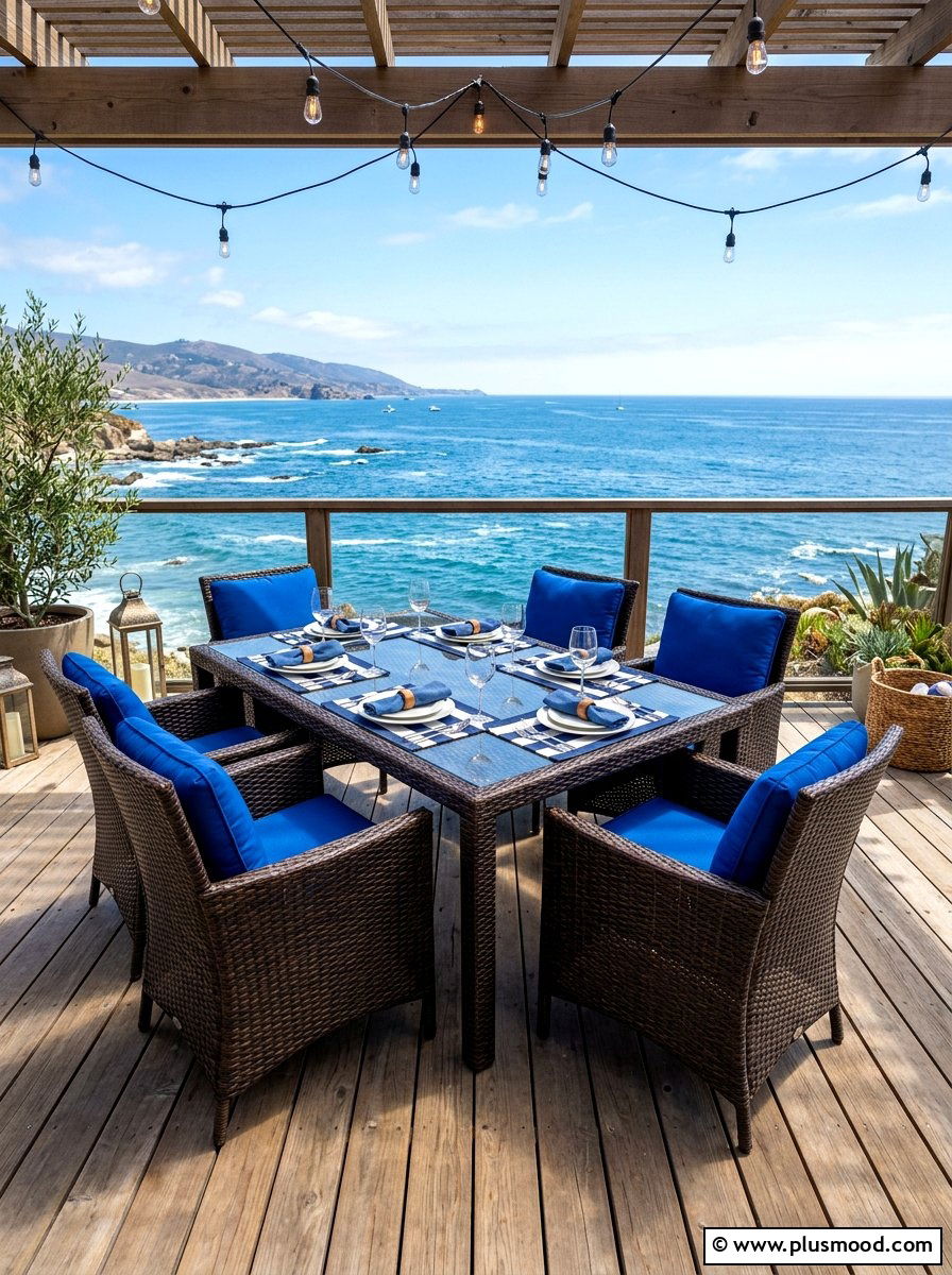 Wicker Outdoor Dining - 25 summer beach house decor ideas